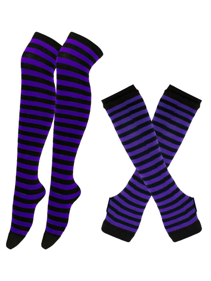 Halloween Striped Gloves Tall Socks