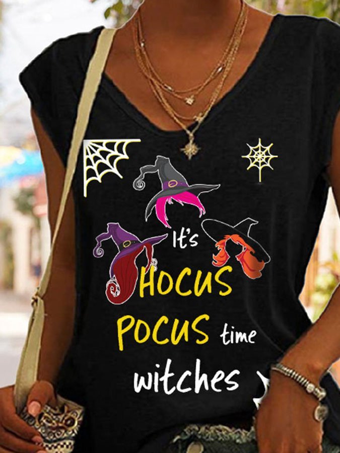 Halloween Witch Time Print T-Shirt