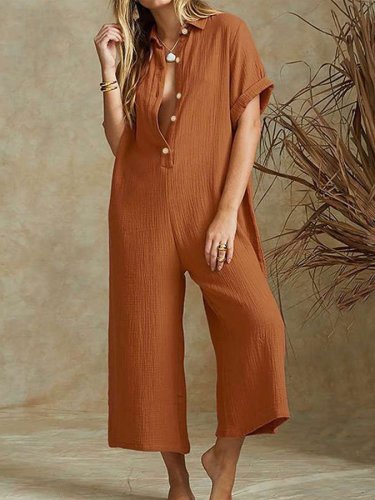 Casual Solid Color Jumpsuit