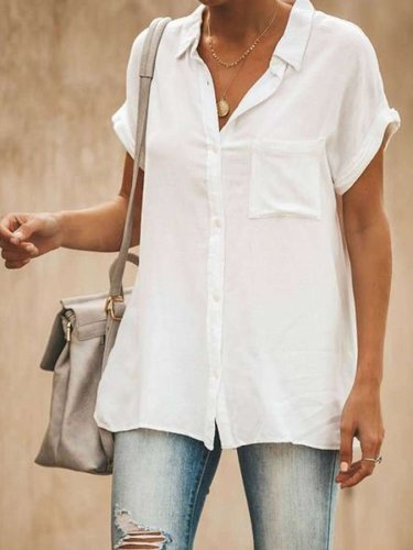 Casual Solid Color Short Sleeve Shirt