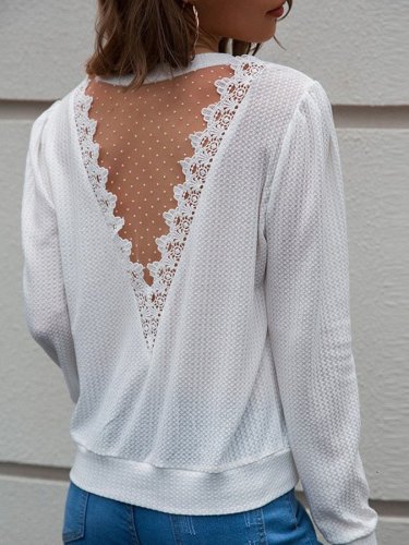 Women's Lace Patchwork Long Sleeve Tops