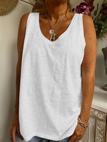 Women's Casual Solid Color Sleeveless Tee