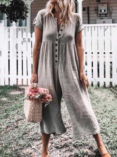 Women's Breasted Casual Jumpsuit