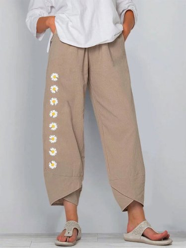 Ladies Daisy Print Casual Trousers
