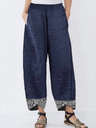 Women's Colorblock Printed Casual Pants
