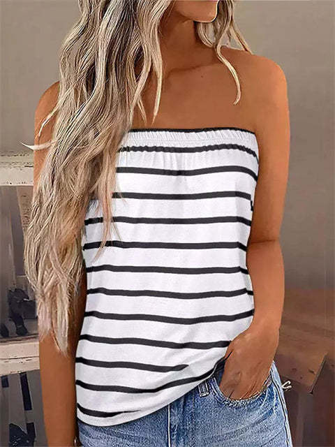 Striped Wrap Casual Tops