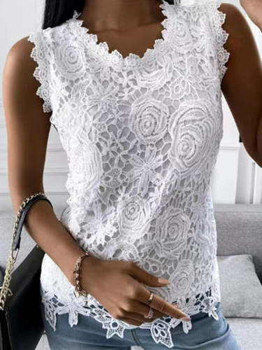 Solid Color Lace Tank Tops