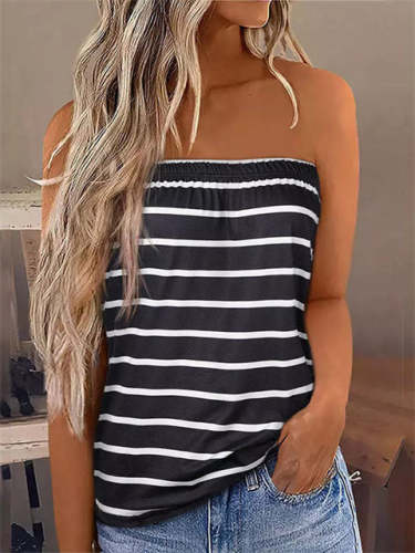 Striped Wrap Casual Tops
