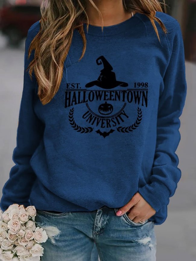 Halloweentown University Witch Hat Print Long Sleeve Sweatshirt