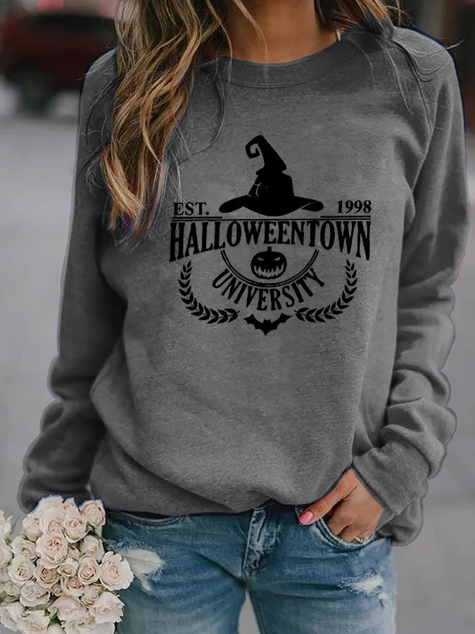 Halloweentown University Witch Hat Print Long Sleeve Sweatshirt