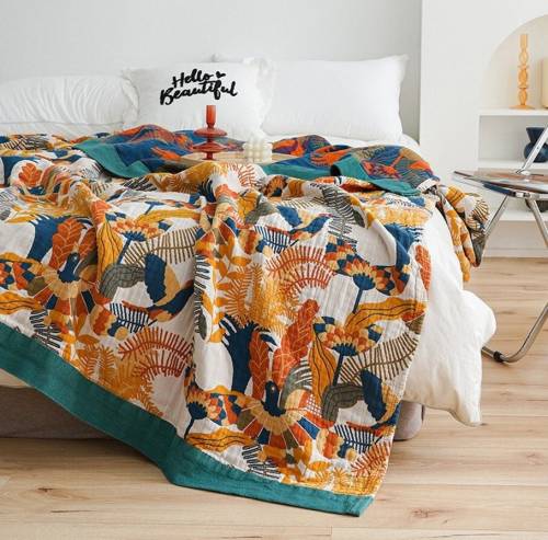 5 Layers Cotton Queen Throw Bed Cover 100% cotton Muslin Woven Sofa Throw Home Decor