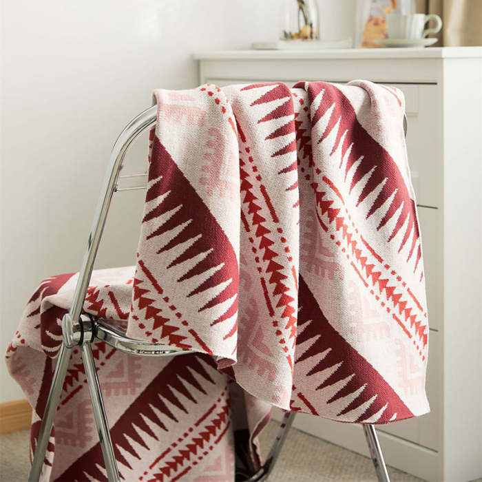 Geometry Knit Four Seasons 100% Cotton Sofa Nap Blanket