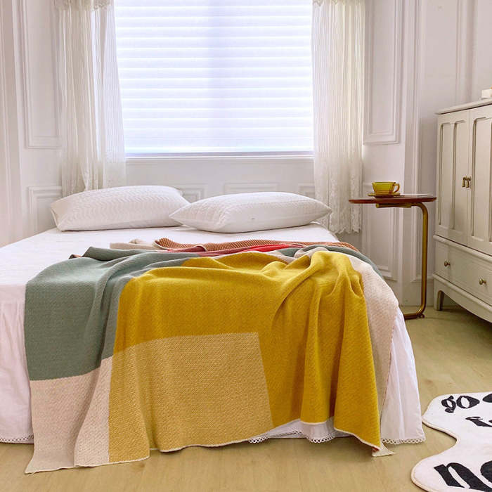 Casual Knit Four Seasons 100% Cotton Sofa Nap Blanket