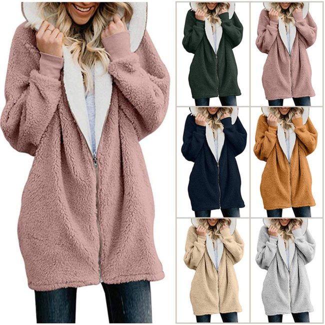 Women's Jackets Cardigans Ladies Warm Jumper Fleece Faux Fur Coat