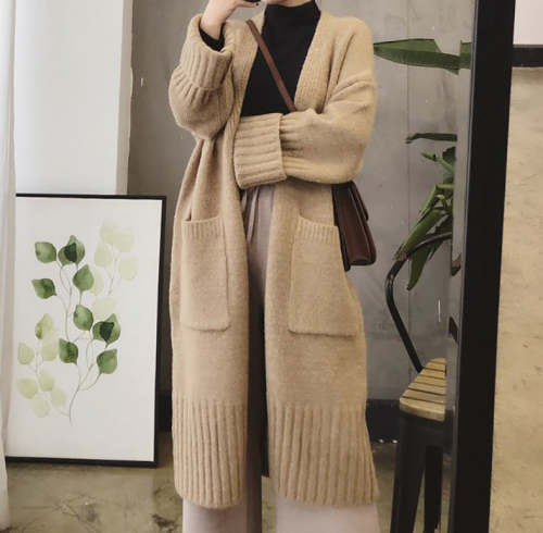 Loose And Lazy Mid-length Sweater Coat