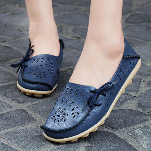 Owlkay New Hollow Leather Casual Shoes