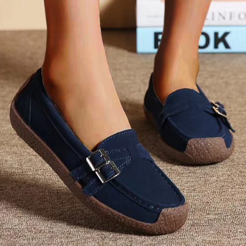 Owlkay Leather Flat-bottomed Casual Shoes