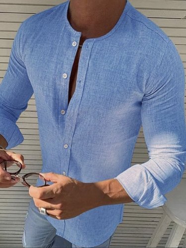 Men'S Cotton Linen Long Sleeve Shirt