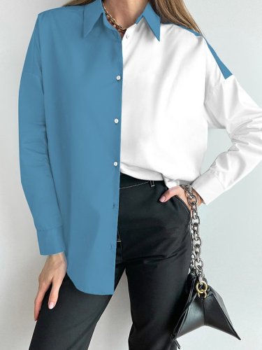 Casual Colorblock Long Sleeve Shirt