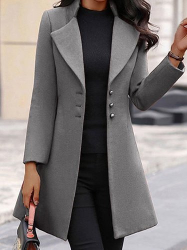 Casual Solid Color Long Sleeve Coat