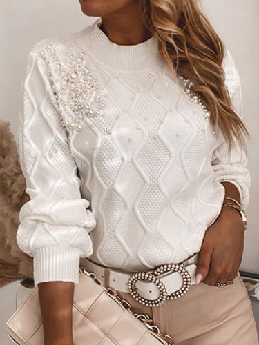 Fashion Casual Pearl Knit Sweater