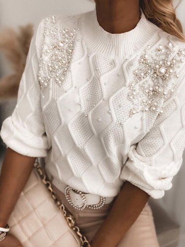 Fashion Casual Pearl Knit Sweater