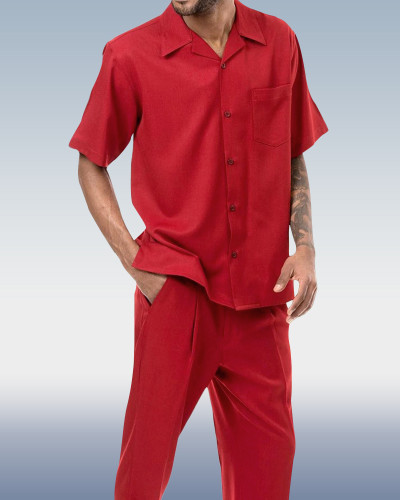 Cranberry Walking Suit 2 Piece Solid Color Short Sleeve Set