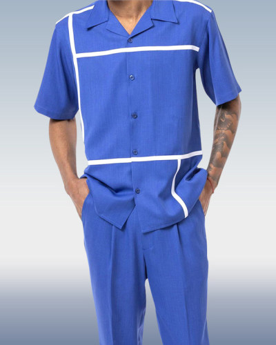 Blue Walking Suit 2 Piece Short Sleeve Set