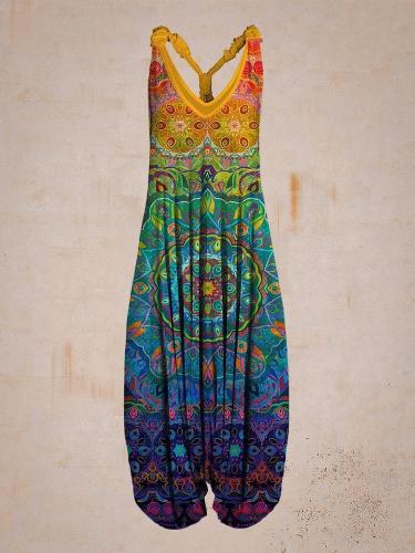 Casual Printed Colorful Sleeveless Jumpsuit