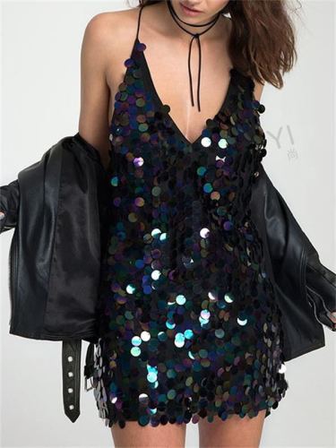 Fashion Sexy Sequin Sling Dress