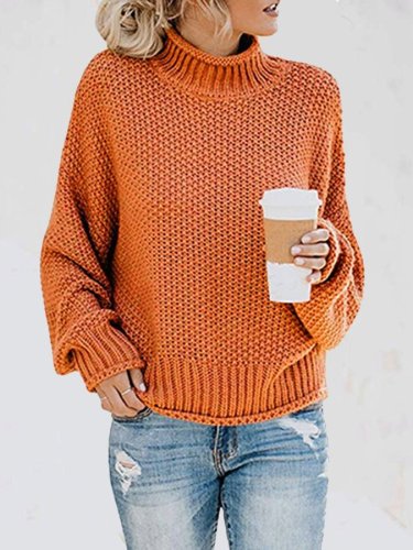 Turtleneck Pullover Orange Sweater