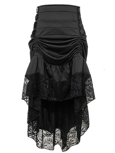 Halloween Solid Lace Gothic Ruffle Skirt
