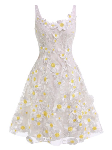 White 1950s Daisy Dreamer Vintage Dress