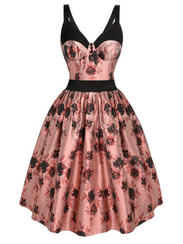 [Pre-sale] 1950s Roses Embossed Satin Swing Dress