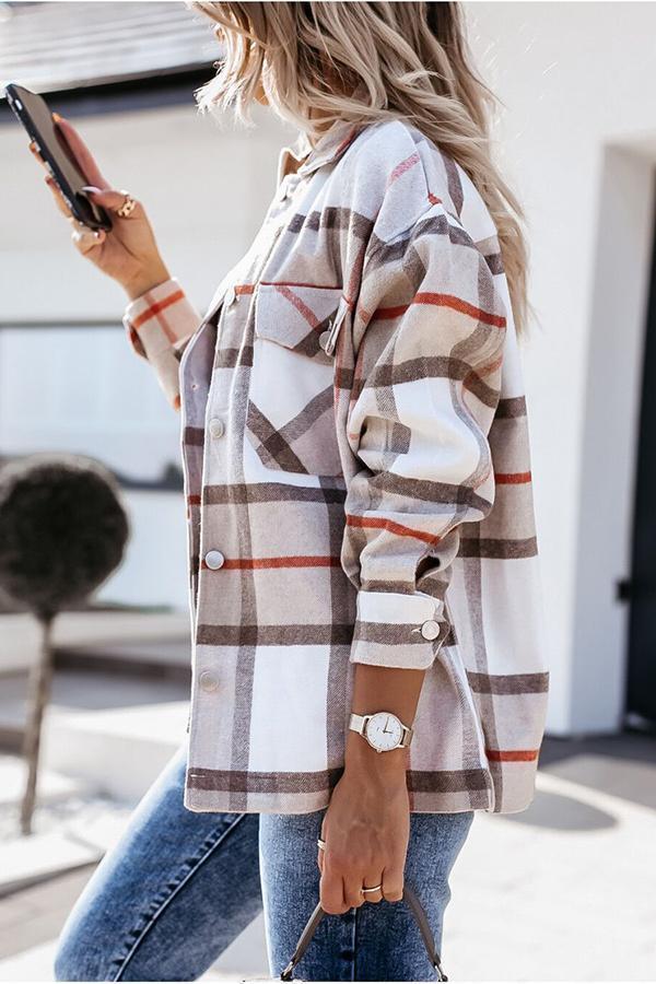 Unstoppable Feeling Plaid Pocketed Relaxed Jacket
