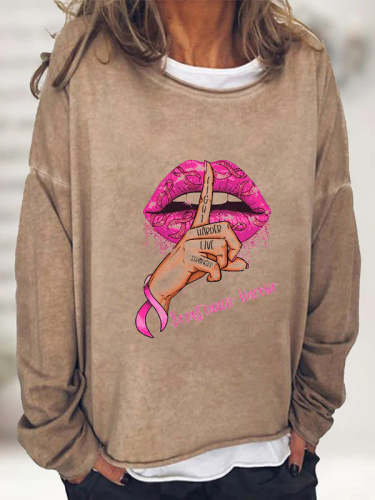 Breast Cancer Warrior Graphic Long Sleeve T-shirt