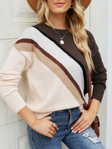 colorblock knitted striped sweater
