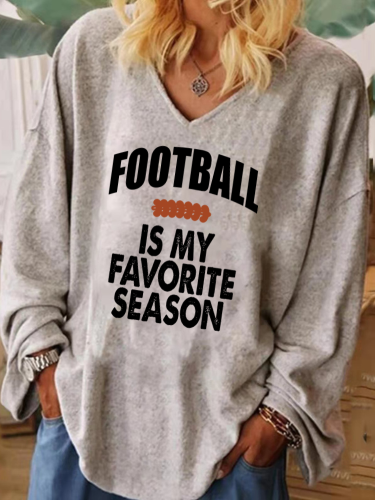 Football Is My Favorite Season Tunic Shirt Football Game Day Sweatshirt Football Fan V Neck Wide Cuff Women Tunic Shirt