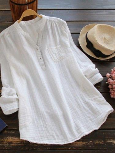Casual Long Sleeve Solid Shirts & Tops