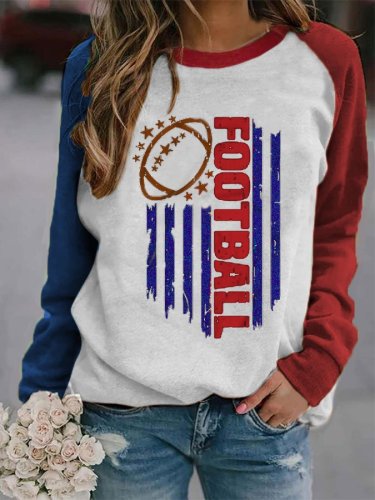 Women's Football Lover Football Flag Printing Casual Sweatshirt