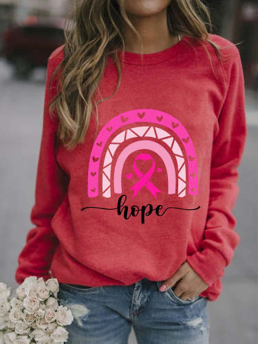 Hope Rainbow Ribbon Graphic Sweatshirt