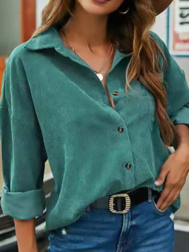 women's solid color long sleeve shirt cardigan