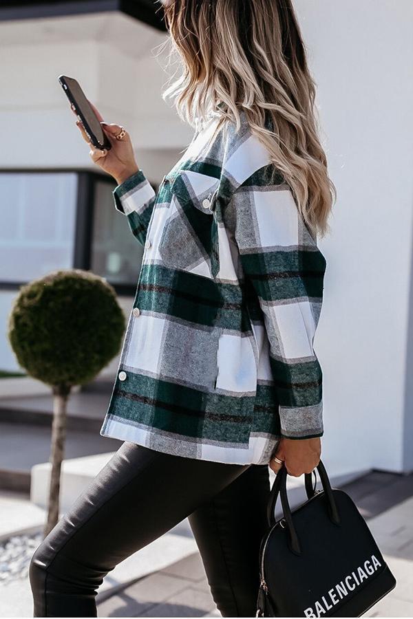 Unstoppable Feeling Plaid Pocketed Relaxed Jacket