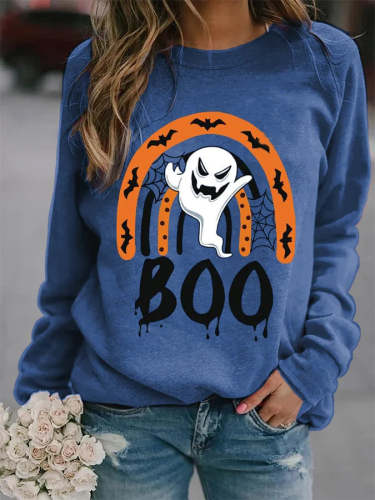 Women's Funny Halloween Boo Printed Sweatshirt