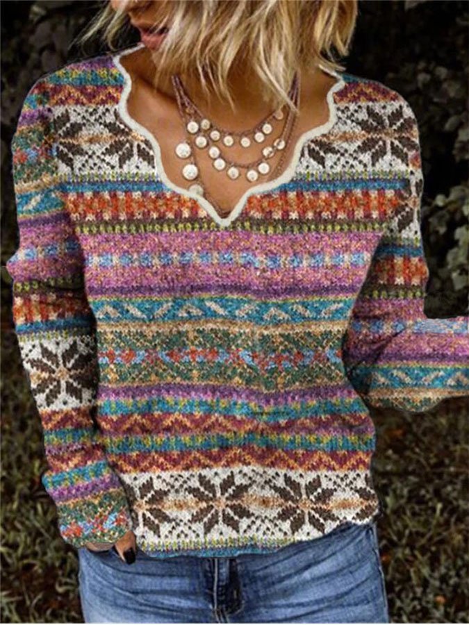 Ladies Casual Printed Sweater