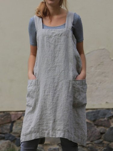 Women's cotton and linen loose apron