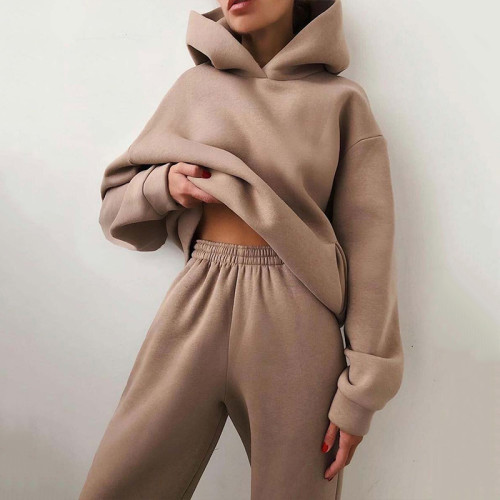 Fashion Casual Polyester Hoodie Two-Piece Set