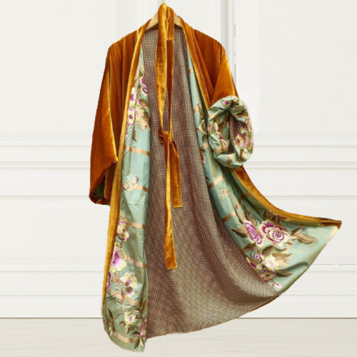 Casual Fashion Lining Floral Print Kimono Duster