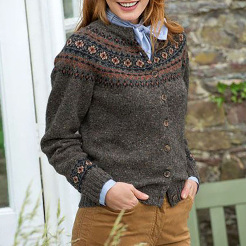 Fairman Island Jacquard Vintage Wool Sweater Cardigan