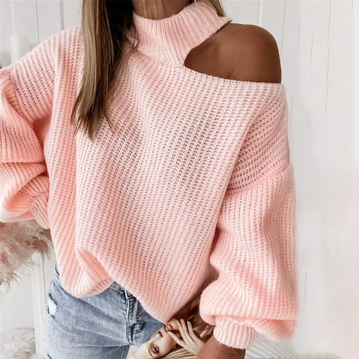 Fashion Asymmetric Off-Shoulder Sweater